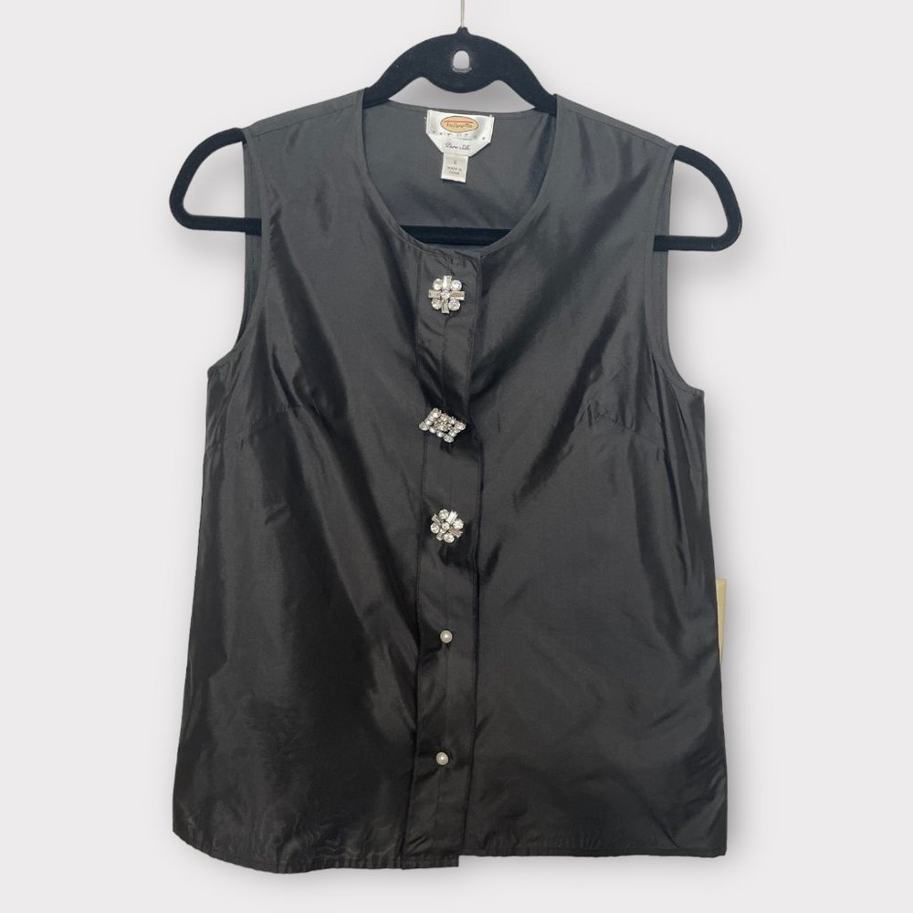 TALBOTS SILK VEST WITH JEWEL BUTTONS